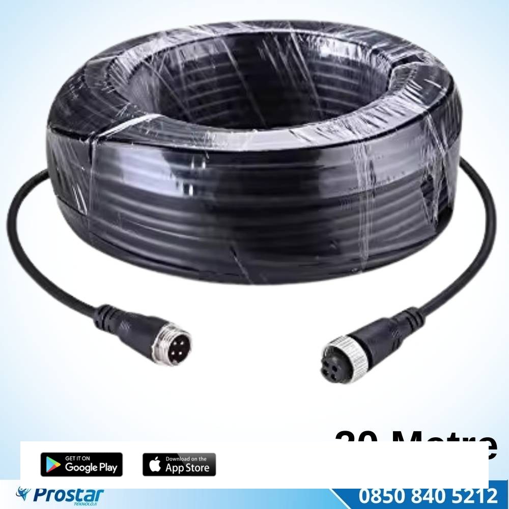 4 Pin Aviation Hazır Araç Kamera Kablosu 20 Metre