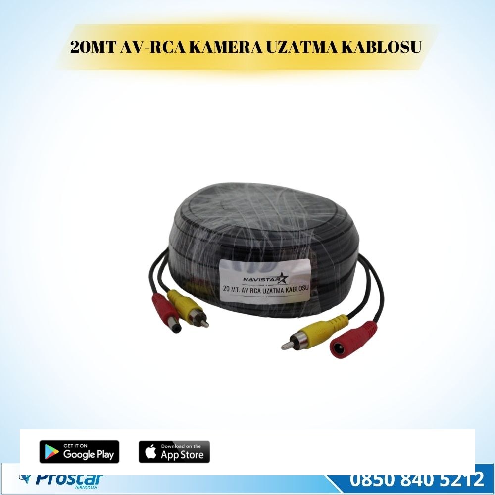 20 Metre Av-Rca Girişli Kamera Uzatma Kablosu