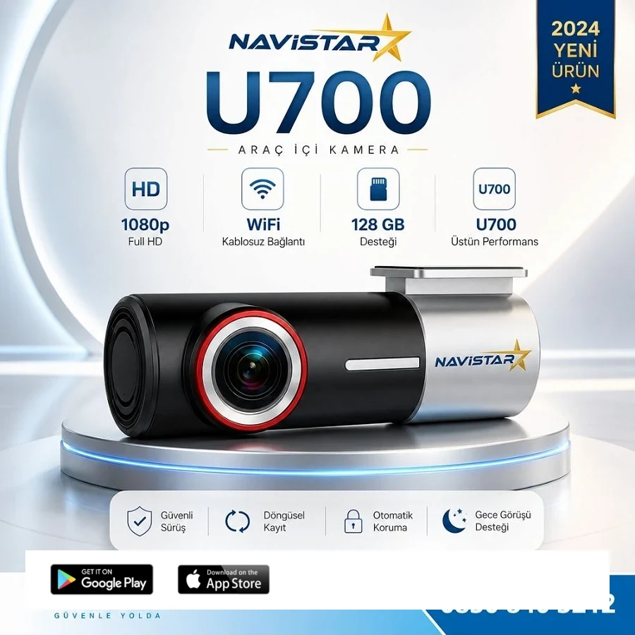U700 Wifi 1080P 170° Geniş Açı Gece Görüşlü 128 GB Destekli Akıllı Araç içi Kamera