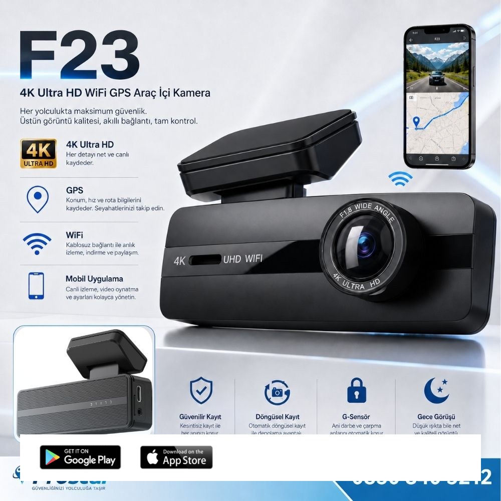 4K WIFI GPS 24 Saat Park Modu Özellikli Ekransız Dashcam Kamera