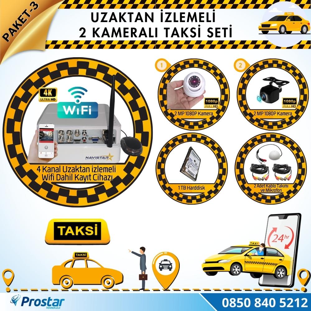 Taksi Kamera Seti 3 Uzaktan Izlemeli 2 Kameralı Wifi 1 Tb Harddisk Dahil