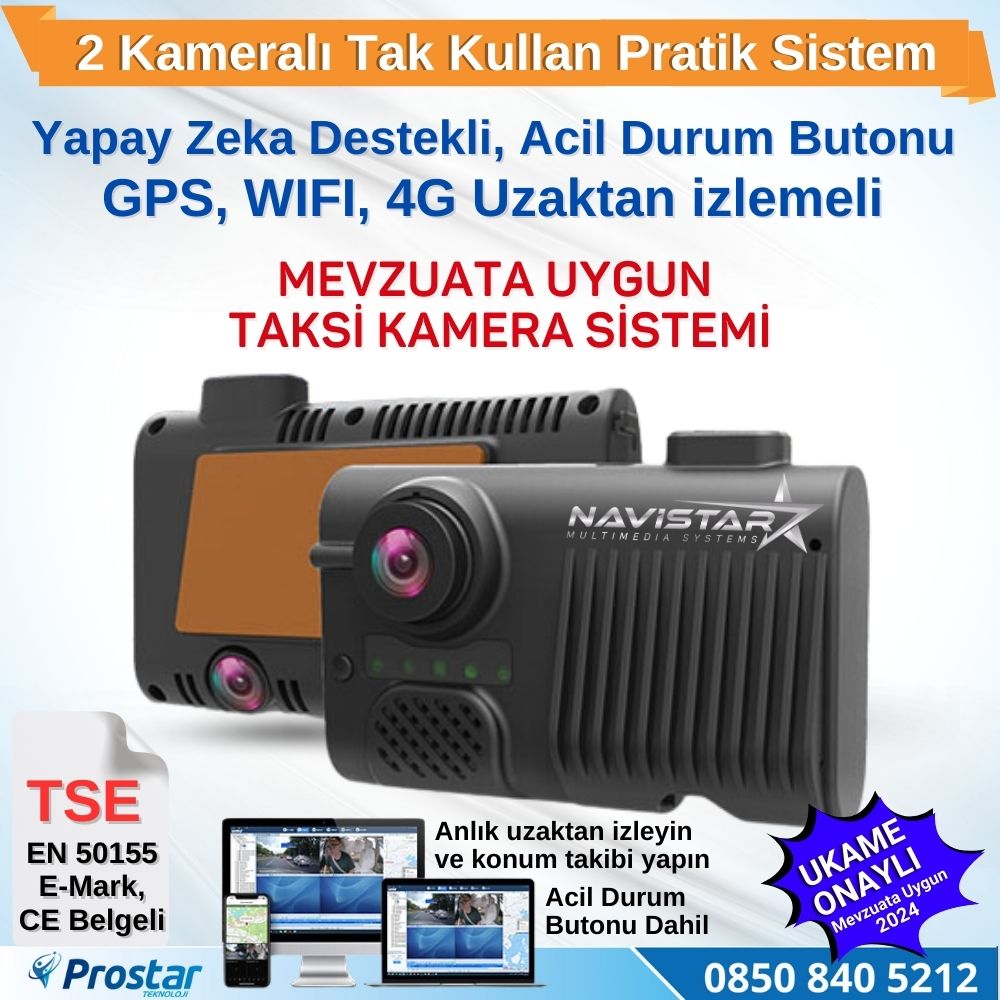 2 Kameralı 4G GPS WIFI Acil Durum butonu dahil Pratik Montaj Kamera Seti