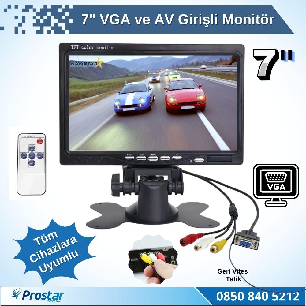 7" Vga Ve Av Girişli Araç Monitörü
