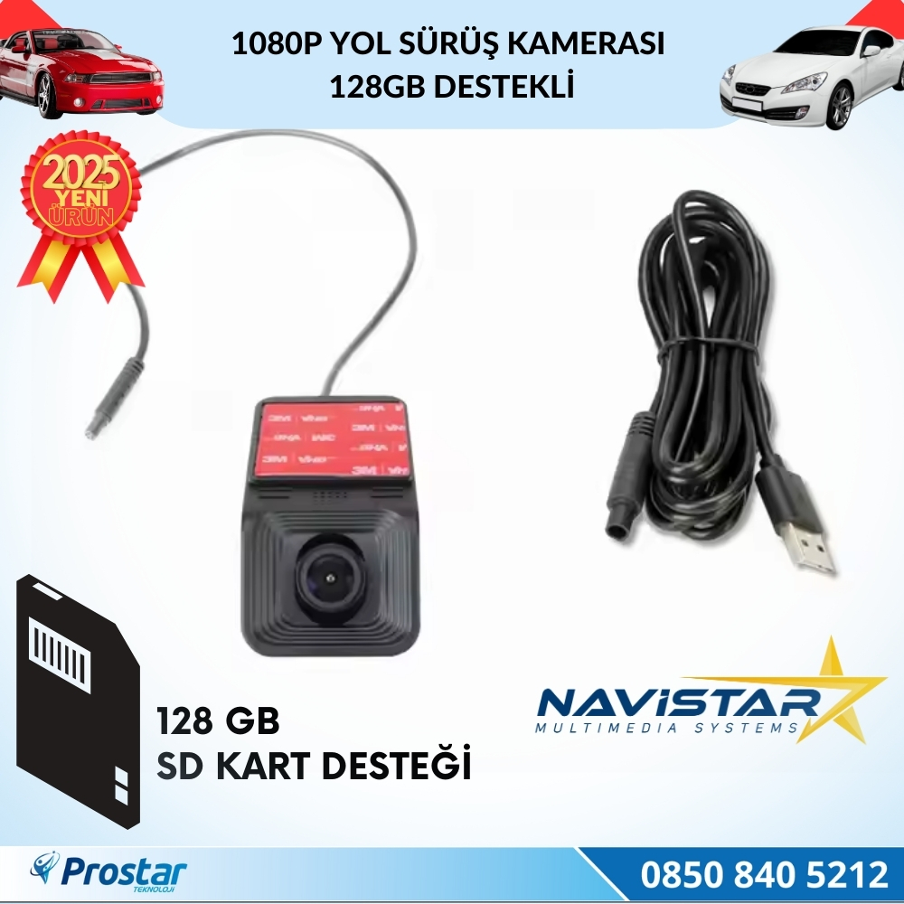 1080P Full HD 128GB Destekli USB Yol Sürüş Kamerası