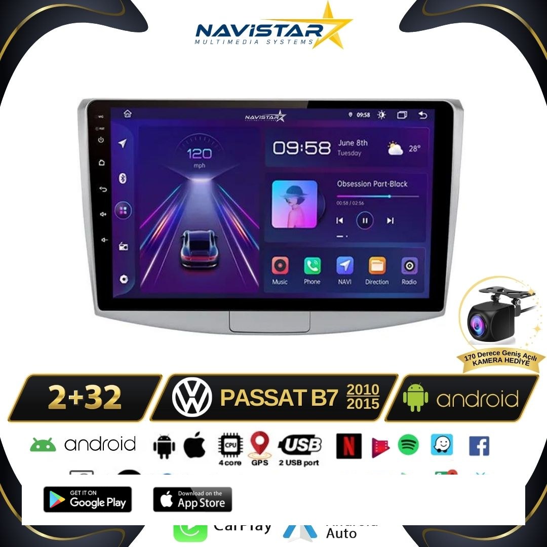 Volkswagen Passat B7 2+64GB Android 13 Kablosuz Carplay 2010-2015 Navigasyon Multimedya Sistemi