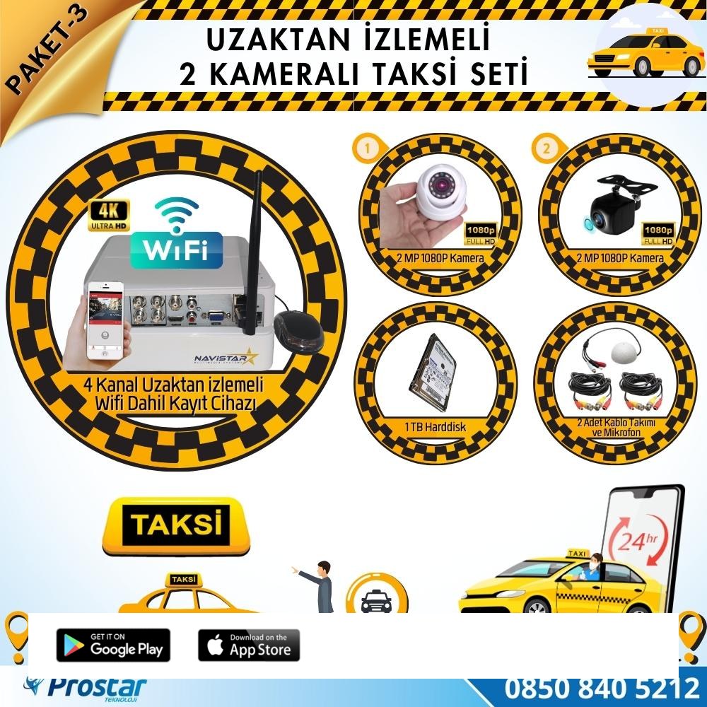 Taksi Kamera Seti 3 Uzaktan Izlemeli 2 Kameralı Wifi 1 Tb Harddisk Dahil