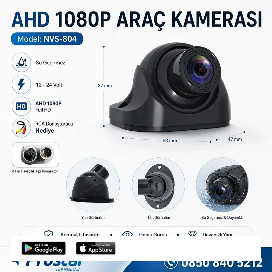 Navistar Ahd 1080P Full Hd Ayarlanabilir 4 Pin Starlight Gece Görüşlü Geri Görüş Kamerası