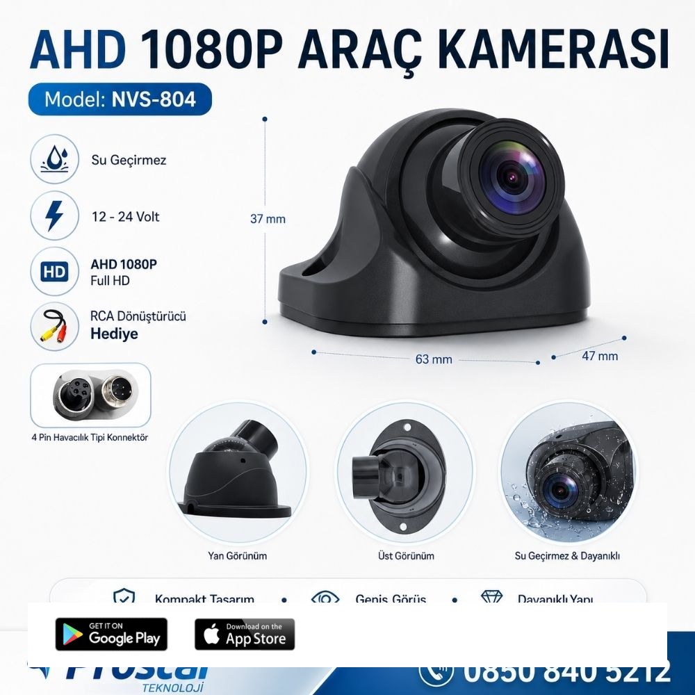Navistar Ahd 1080P Full Hd Ayarlanabilir 4 Pin Starlight Gece Görüşlü Geri Görüş Kamerası