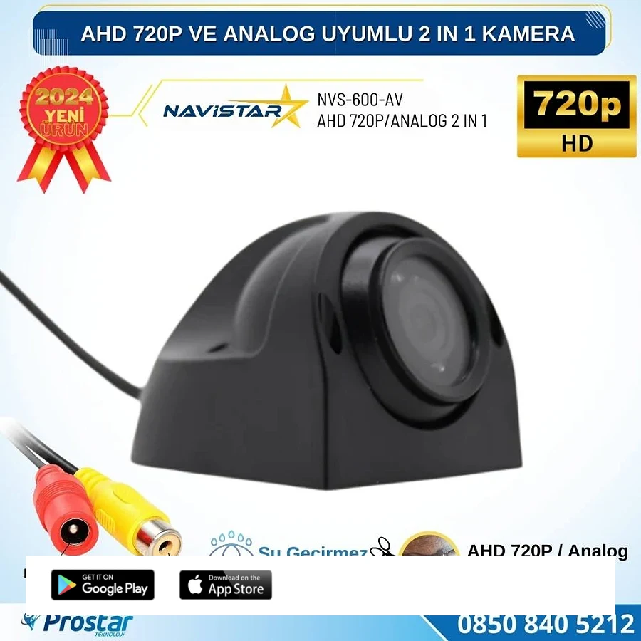 AHD 720P ve Analog Pal Uyumlu Gece Görüşlü Yan, Ön ve Arka Uyumlu Full HD Kamera