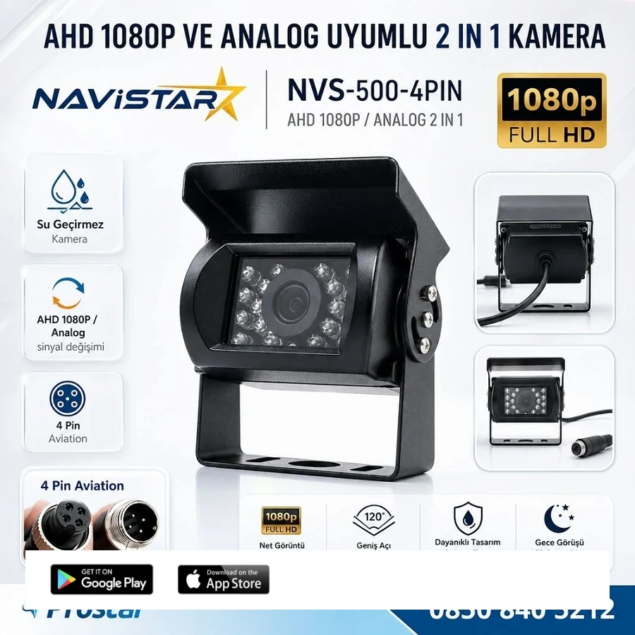 Şapkalı AHD 1080P ve Analog Pal Çevirilebilir Gece Görüşlü Metal Ayaklı Full HD Kamera