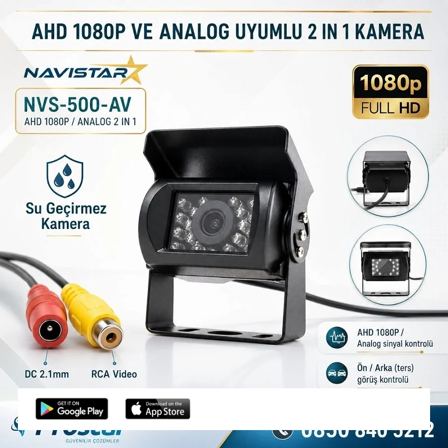 Şapkalı AHD 1080P ve Analog Pal Çevirilebilir Gece Görüşlü AV girişli Metal Ayaklı Full HD Kamera
