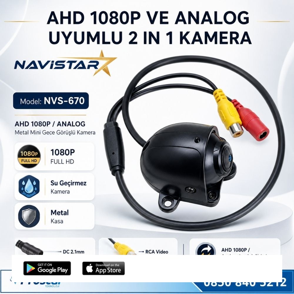Metal Mini Kasa AHD 1080P ve Analog Pal Çevirilebilir Starlight Gece Görüşlü Yön Ayarlanabilir Araç Kamerası