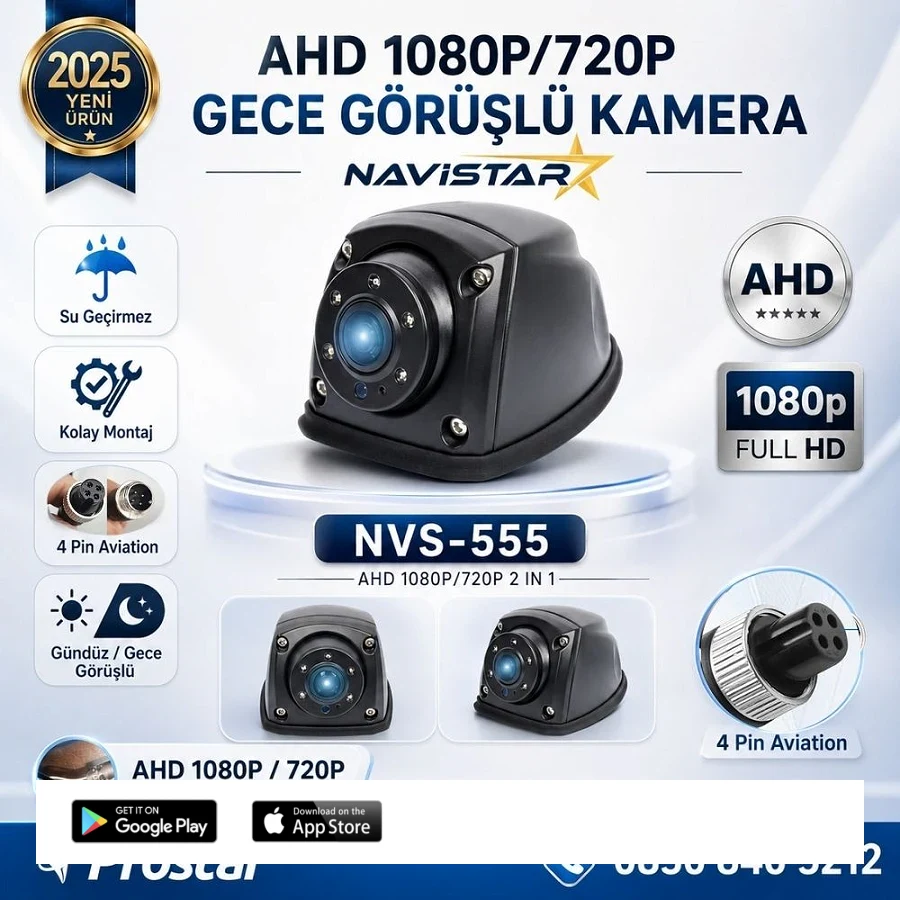Metal Mini Gece Görüşlü AHD 1080P/720P 4 Pin Soketli Yan için uygun Kamyon Tır Otobüs Kamerası