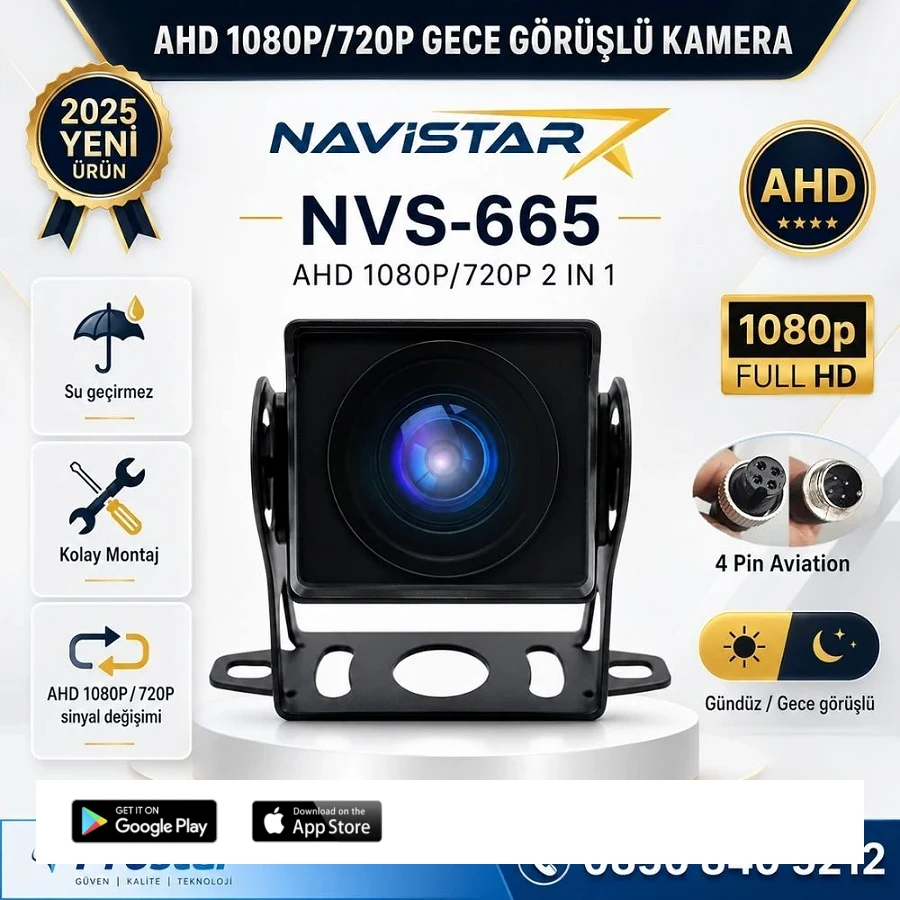 AHD 1080P ve 720P Geniş Açılı Balıkgözü Gece Görüşlü Araç Kamerası