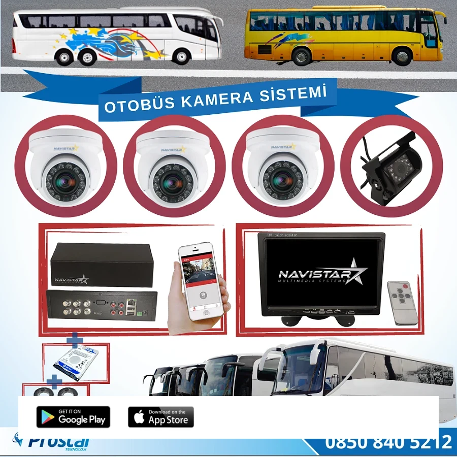 Otobüsler Için Kayıtlı 4 Kameralı 1 Tb Harddiskli Kamera Seti