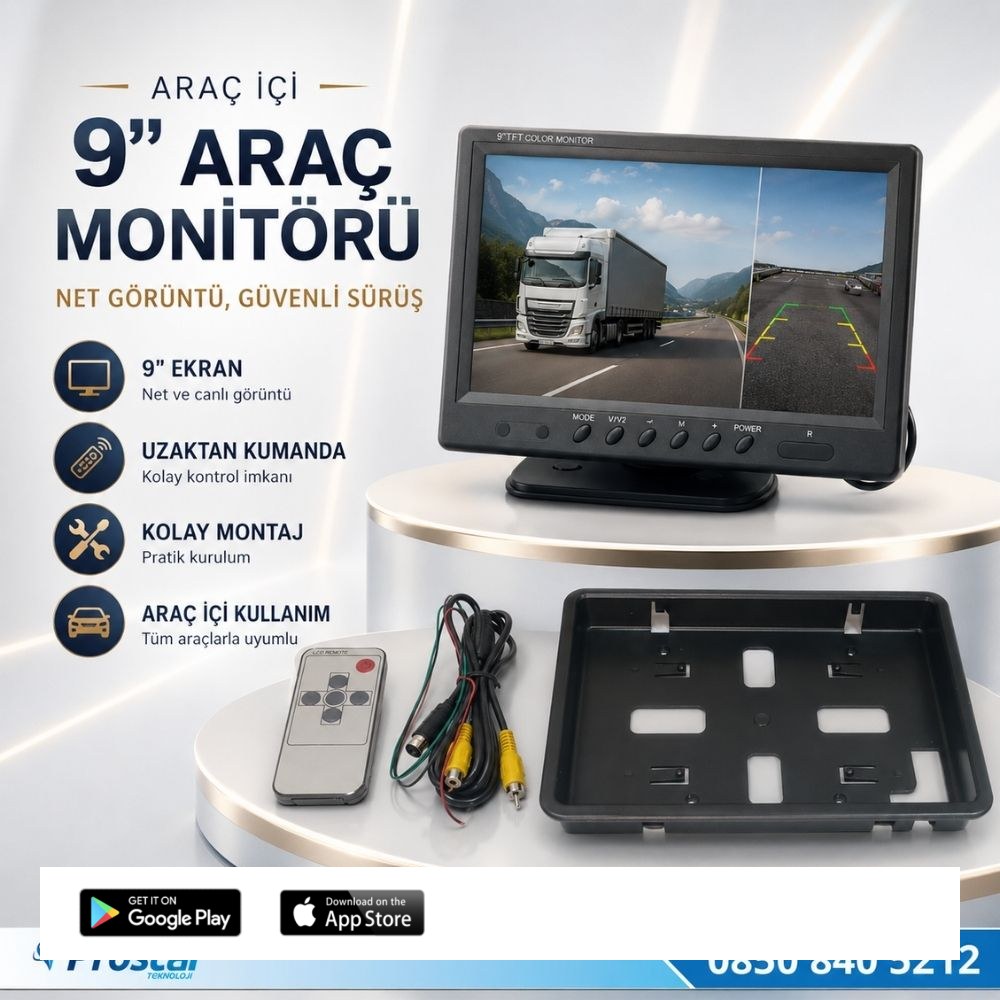 Araç Içi Monitör 9" Tft Lcd Büyük Ekran