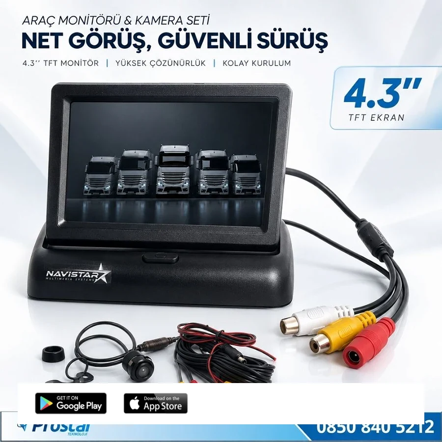 4.5 Inç Tft Lcd Araç Monitör Ekran + 1 Adet Geri Görüş Kamerası Dahil Set