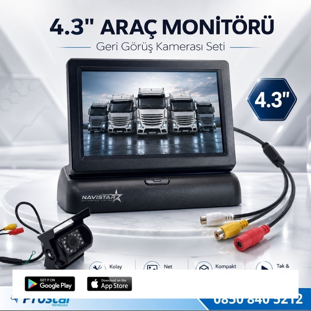 4.5 Inç Tft Lcd Araç Monitörü Ekran + 1 Adet Geri Görüş Kamerası Büyük Boy Dahil Set