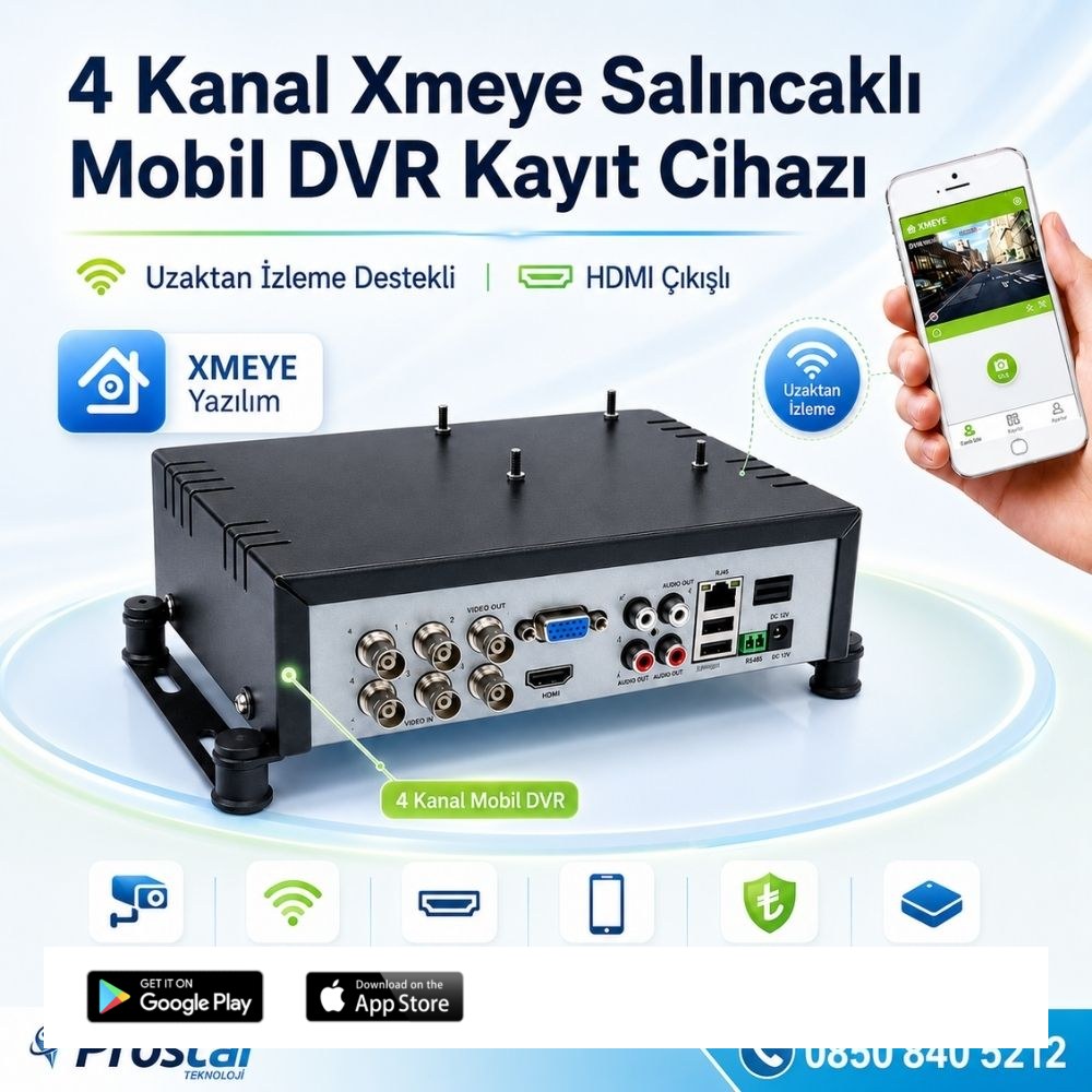 4 Kanal Mobil Dvr Kayıt Cihazı Uzaktan İzleme Destekli Hdmi girişli